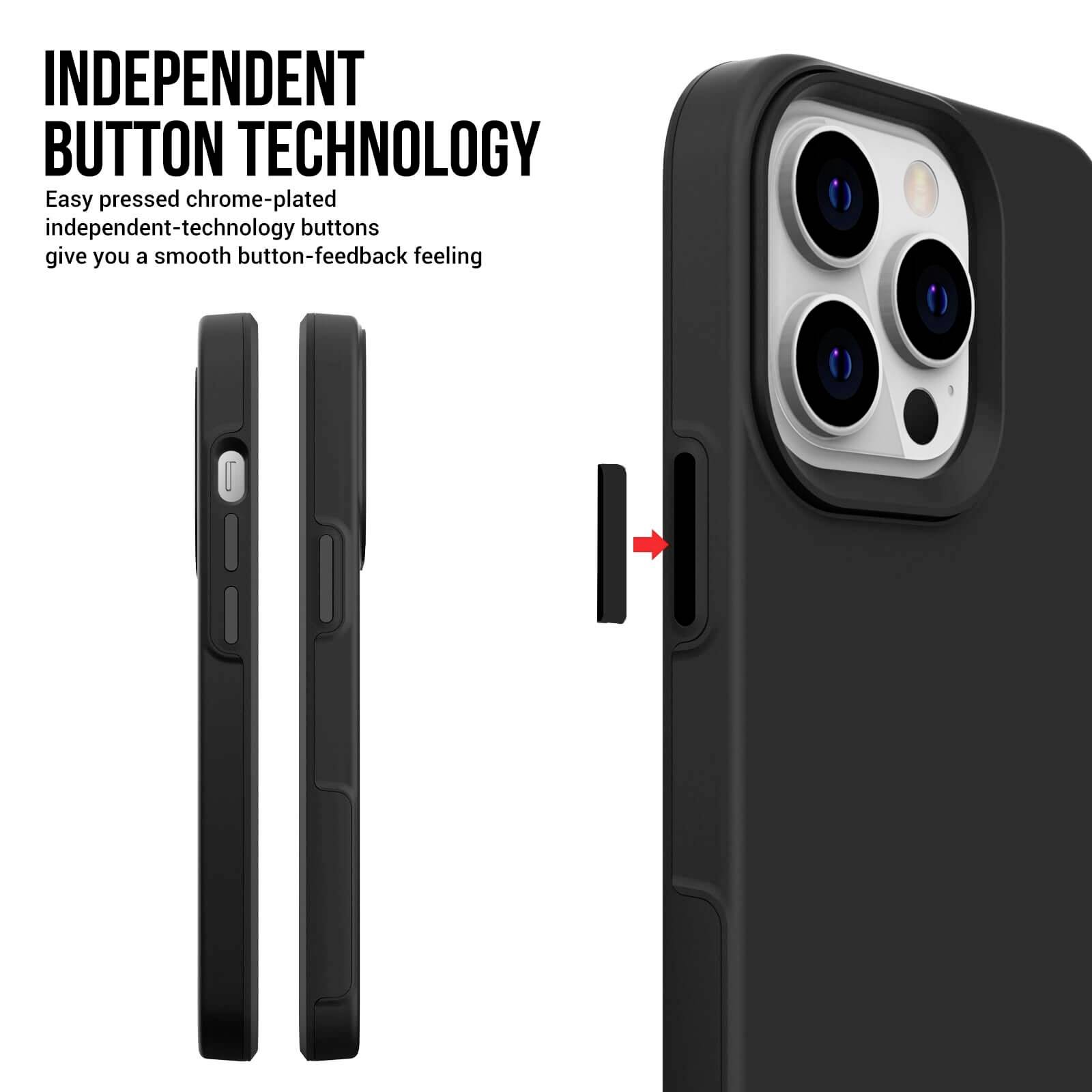 Schwarzes Handyhülle aus Kunststoff mit unabhängiger Knopftechnologie für glatte Chrom-Bedienung, passend für ein Smartphone.