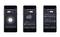 Drei Smartphone-Bildschirme zeigen die Benutzeroberfläche eines Smart-Motion-Sensors. Optionen zur Einstellung von Empfindlichkeit und Betriebsmodi.