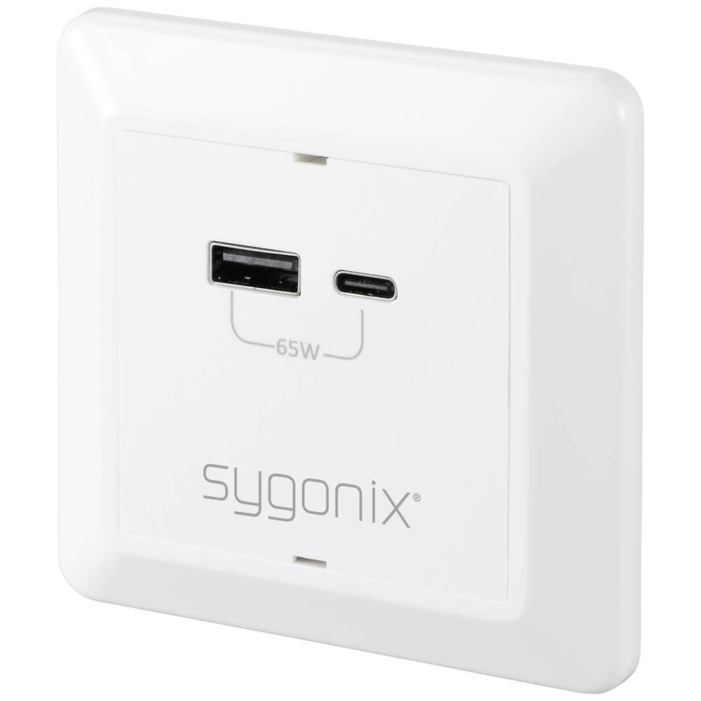 Sygonix SY-5251910 USB-laadbus Overspanningsbeveiliging, Met USB-C, Met USB-laaduitgang Wit
