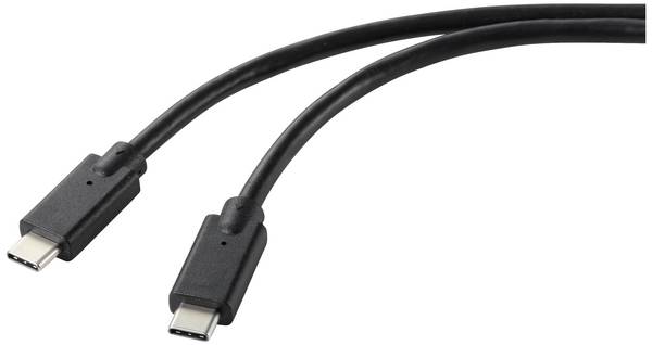 Renkforce USB-Ladekabel  USB 2.0 USB-C® Stecker, USB-C® Stecker 2.00 m Schwarz TPE-Mantel RF-5251922