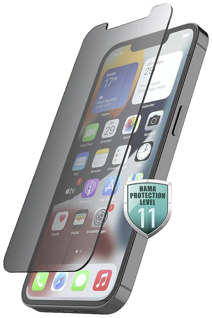 HAMA Echtglas-Displayschutz Privacy für Apple iPhone 14 Klare Bildschirmschutzfolie (00216342)
