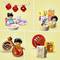 Das Bild zeigt Lego-Szenen mit chinesischem Thema: ein Mädchen in einem Wagen mit roten Laternen, ein Junge mit Instrument und zwei weitere Figuren mit Teekanne und Korb.