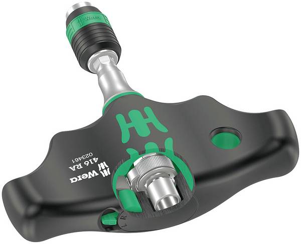 Wera Wera Series 400 T-Handle 416 RA - Bithalte-Schraubendreher mit Ratschenfunktion Ratschen-Schraubendreher Schlüsselweite (Zoll): 1/4 Zoll Klingenlänge: 45 mm
