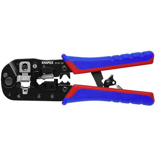 KNIPEX 97 51 13 Crimpzange für RJ45-Westernstecker mit Mehrkomponenten-Hüllen brüniert 191 mm