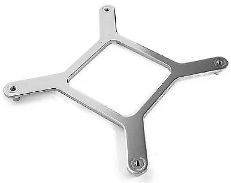 Metallrahmen in X-Form mit Montagepunkten an den Enden der vier Arme, wahrscheinlich zur Befestigung in technischen Anwendungen.