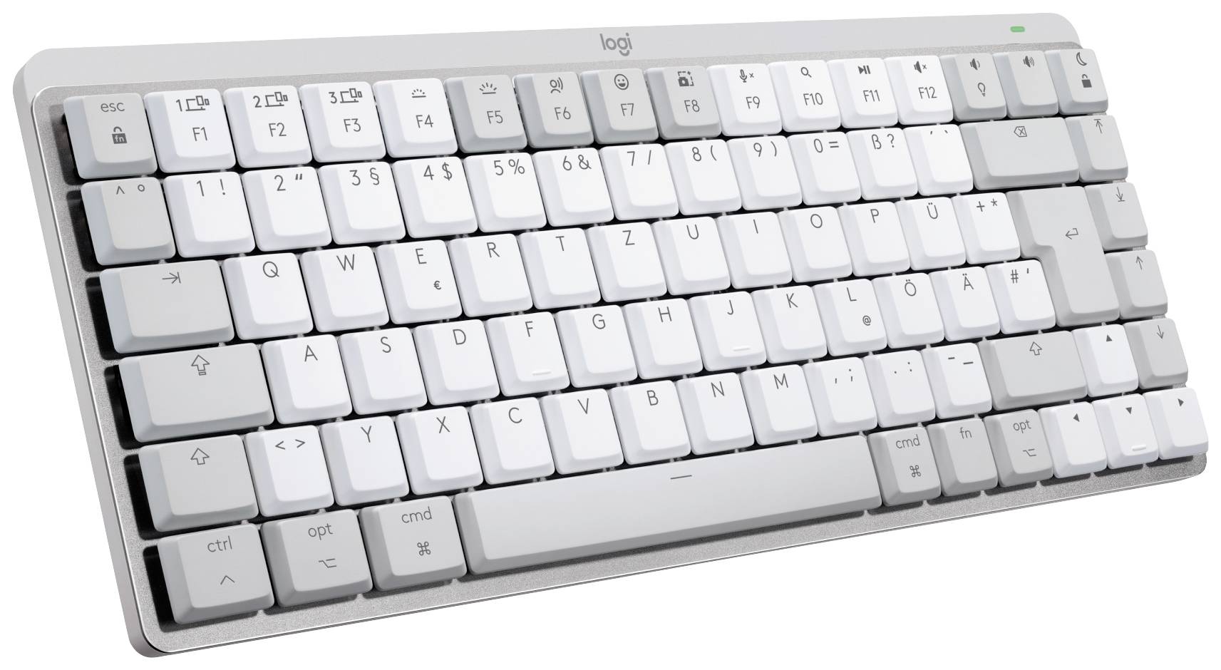 Logitech MX Mechanical Mini for Mac Minimalist Kabellos Tastatur Deutsch, QWERTZ, Mac Hellgrau Wiederaufladbar