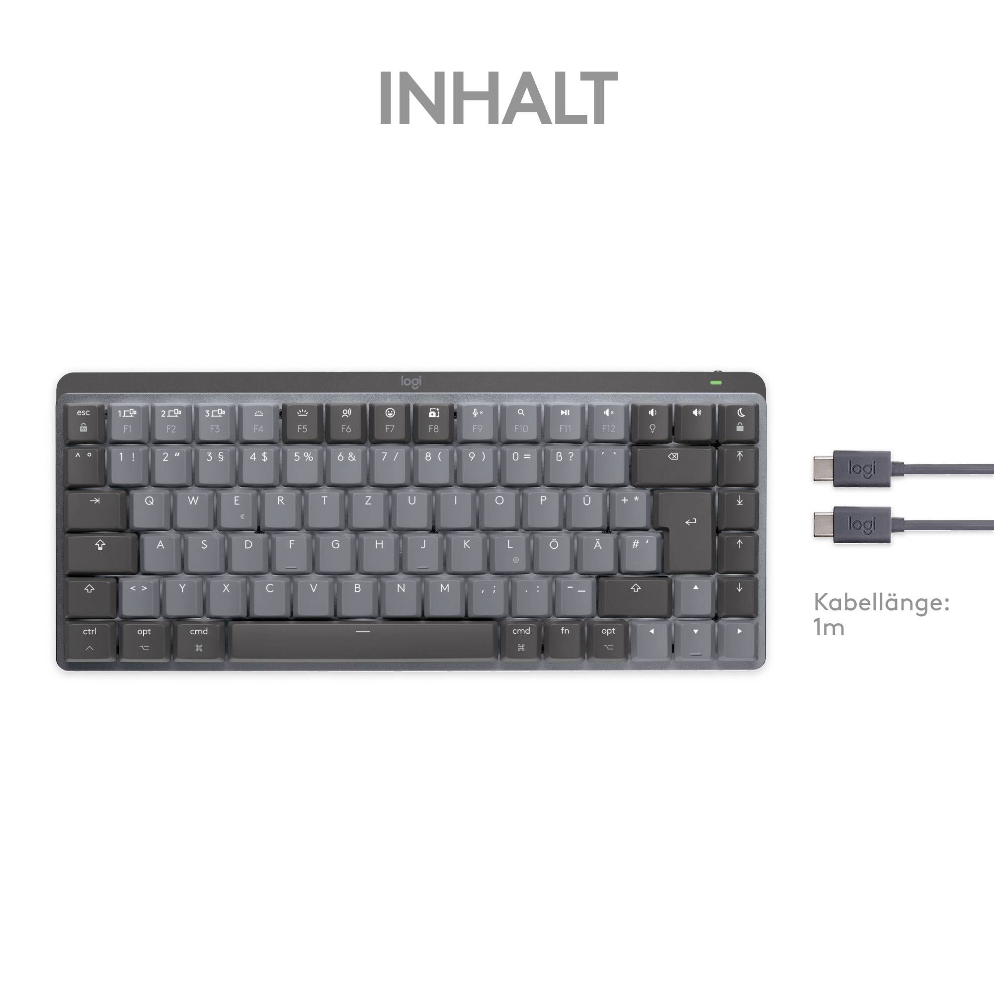 Logitech MX Mechanical Mini for Mac Minimalist Kabellos Tastatur Deutsch, QWERTZ, Mac Spacegrau Wiederaufladbar-3