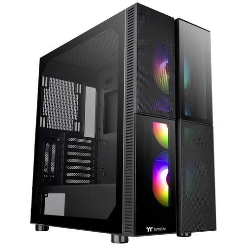 Thermaltake CA-1W1-00M1WN-01 Midi-Tower PC-Gehäuse Schwarz 3 Vorinstallierte LED Lüfter, LCS Kompatibel, Seitenfenster, ...