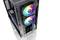Ein Computergehäuse mit zwei RGB-beleuchteten Lüftern in der Front, die in einem offenen, teilweise sichtbaren Rahmen installiert sind.