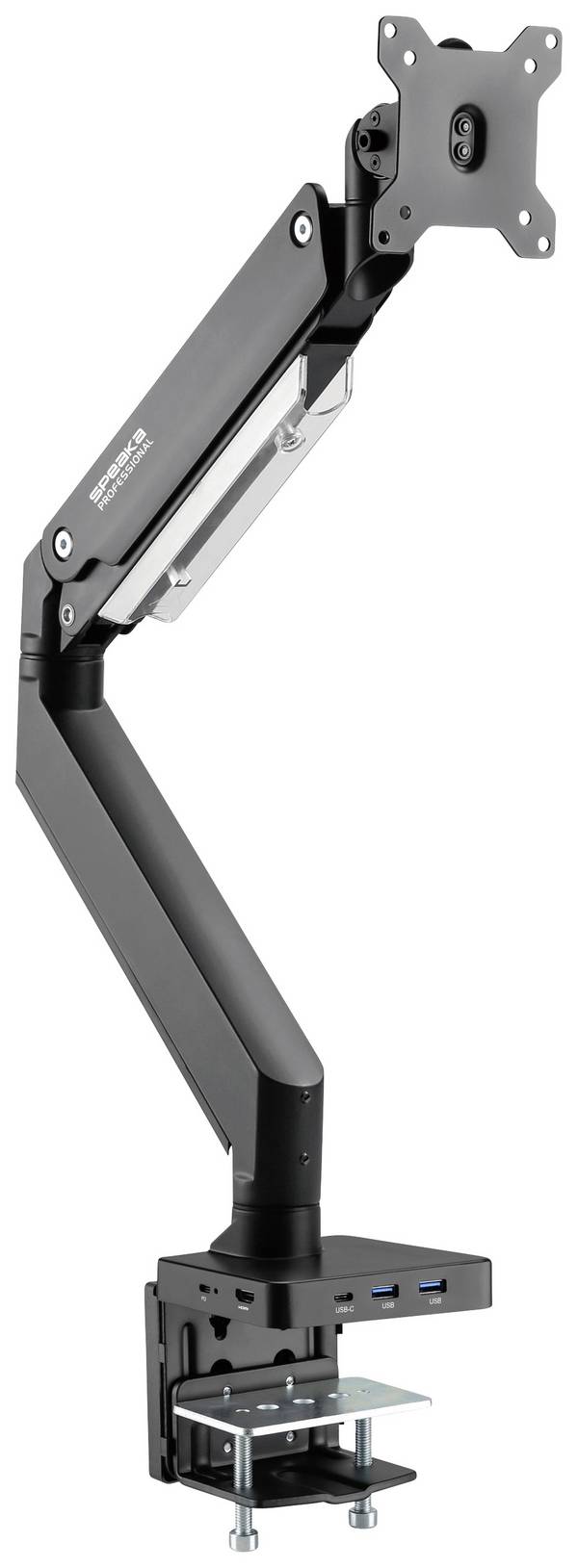 SpeaKa Professional SP-MM-810  Monitor-Tischhalterung 1 Display(s) 43,2 cm (17") - 88,9 cm (35") Matt Schwarz Schwenkbar, Neigbar