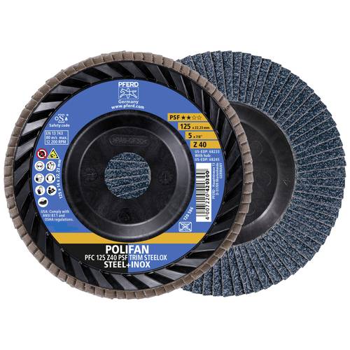 Thumbnail - PFERD TOOLS 67771124 Fächerschleifscheibe Durchmesser 125 mm Bohrungs-Ø 22.23 mm Edelstahl, Stahl 10 St.
