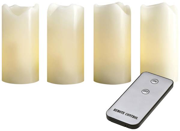 X4-LIFE 701973 LED-Echtwachskerze 4er Set mit Fernbedienung