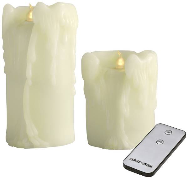 X4-LIFE 701975 LED-Echtwachskerze 2er Set mit Fernbedienung