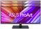 Breiter Computer-Monitor mit lebendigem, abstraktem Hintergrund in Rot- und Lilatönen. Text auf dem Bildschirm: 'ASUS ProArt'.