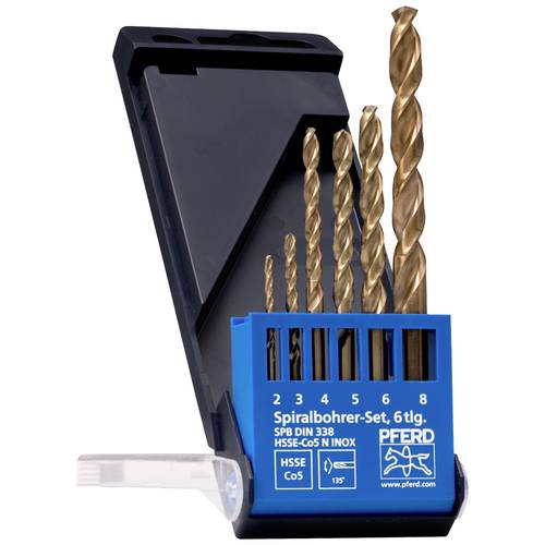 PFERD TOOLS 25298004 Metall-Spiralbohrer-Set 6teilig 2 mm, 3 mm, 4 mm, 5 mm, 6 mm, 7 mm, 8 mm 1 Set
