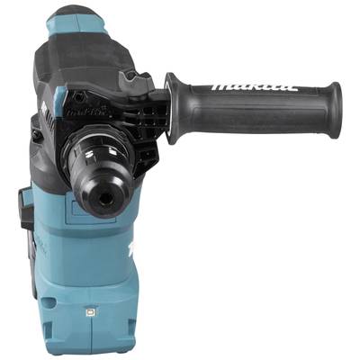 Ein blauer Bohrhammer mit schwarzem Griff und schwarzem Kopf, geeignet für schwere Bauarbeiten oder Renovierungen.