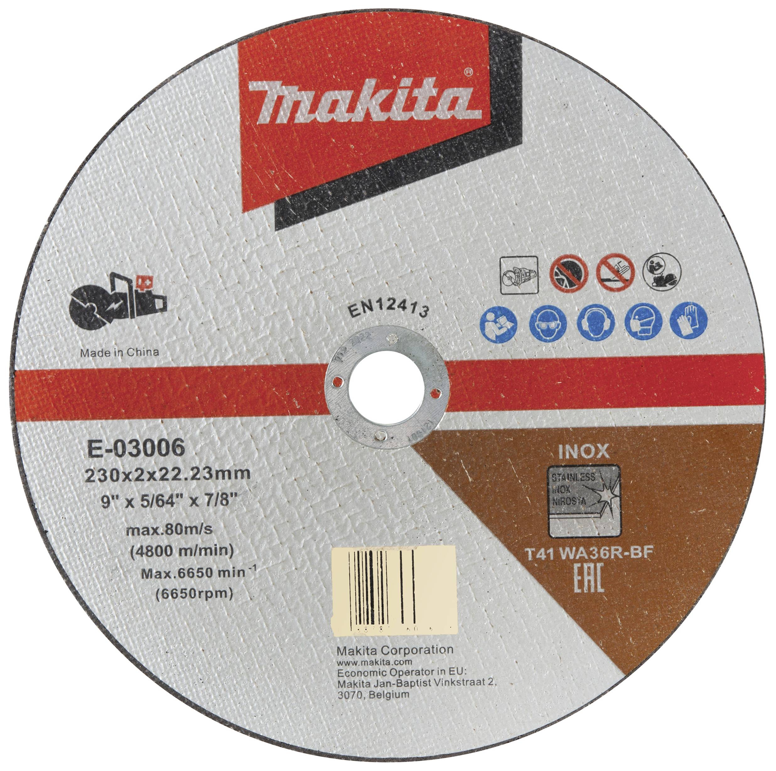 Makita - Schneidscheibe - für Edelstahl - 230 mm - Körnung: WA36R