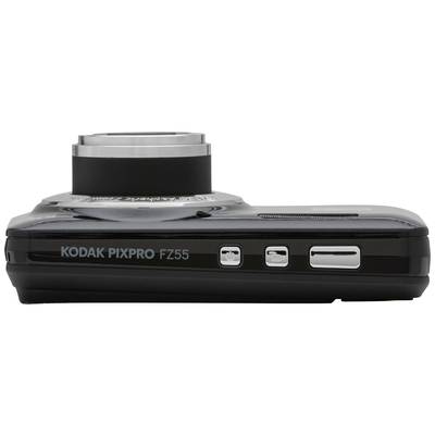 Digitalkamera von der Seite mit herausgefahrenem Objektiv und der Aufschrift 'Kodak Pixpro FZ55'.