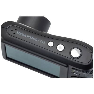 Digitalkamera von Kodak, Modell PIXPRO FZ45, in Nahaufnahme. Zu sehen sind das Display, Steuerknöpfe und die Kameraoberseite.