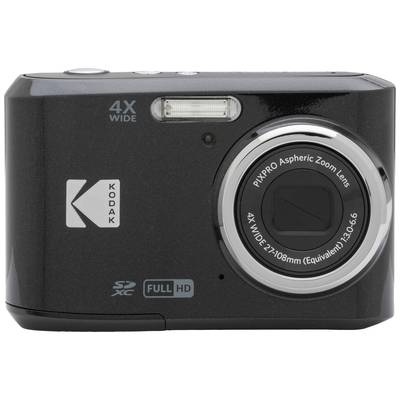 Digitalkamera mit 4x-Weitwinkel-Zoomobjektiv. Aufdrucke: 'Kodak', 'PIXPRO Aspheric Zoom Lens', 'Full HD'. Schwarz mit silbernem Objektiv.