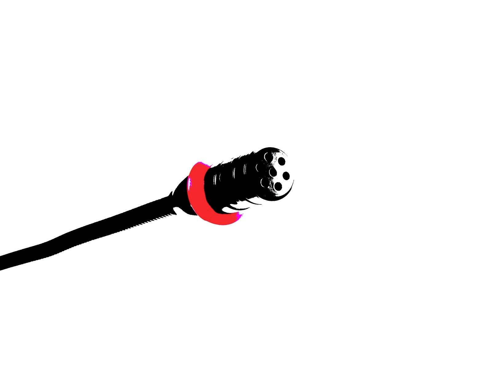 Illustration eines runden Steckers mit mehreren Anschlüssen auf weißem Hintergrund, roter Ring für Hervorhebung. Technologische Darstellung.