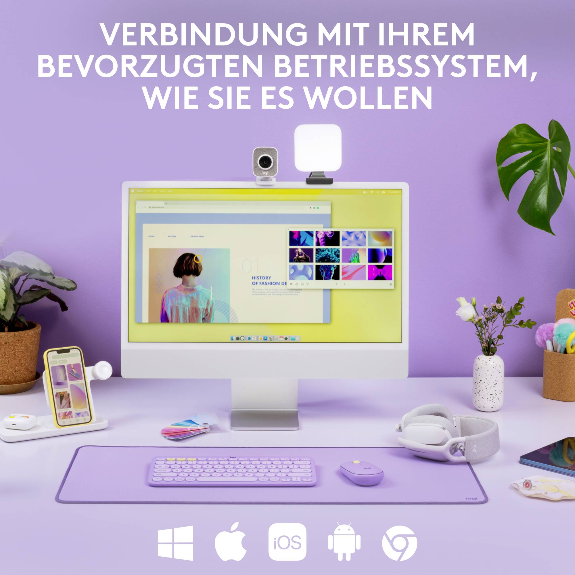 Logitech K380, Mini, Kabellos, Bluetooth, QWERTZ, Lavendel-4