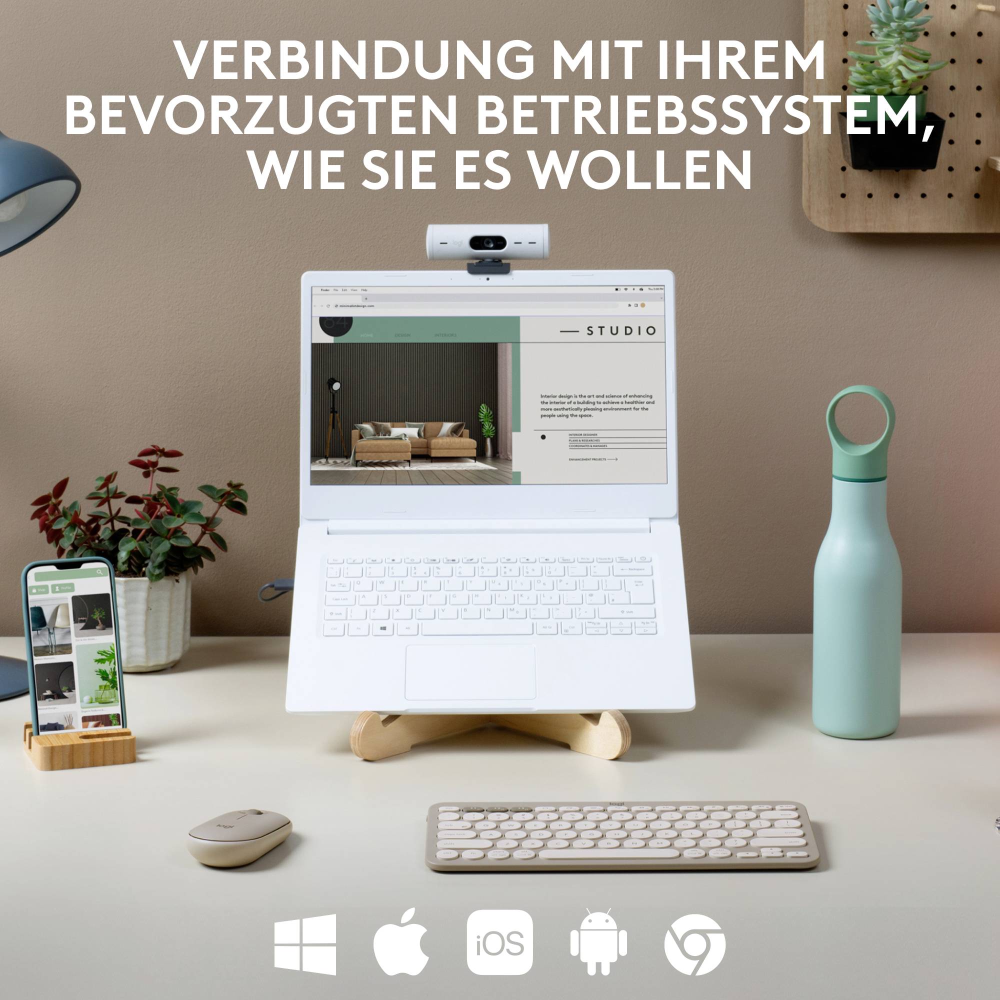 Logitech K380, Mini, Kabellos, Bluetooth, QWERTZ, Sand-4