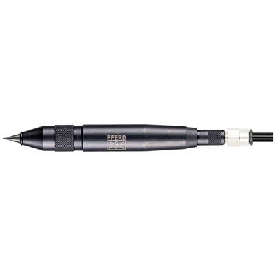 Ein schwarzer, metallischer Stift mit feiner Spitze und einem Drehmechanismus. Der Stift trägt die Aufschrift 'PFERD'.