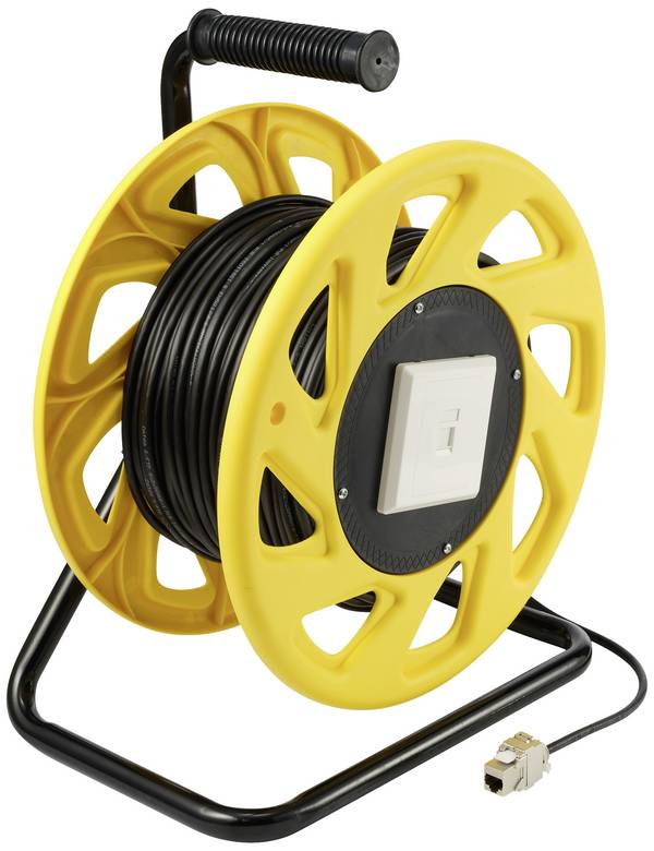 Renkforce RJ45 Netzwerk Kabeltrommel CAT 6a S/FTP 60 m Schwarz PUR-Mantel
