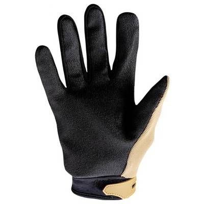 Ein schwarzer und brauner Arbeitshandschuh mit strukturierter Griffoberfläche und verstärkter Handfläche, entwickelt für langlebigen Handschutz bei verschiedenen Aufgaben.