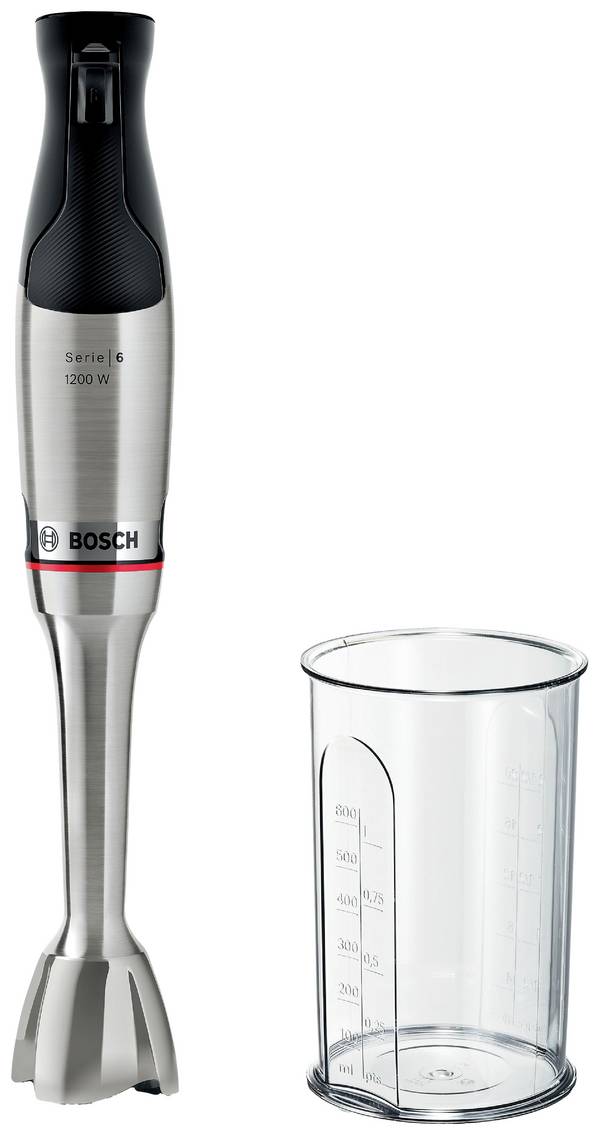 Bosch Haushalt Serie 6 ErgoMaster Stabmixer 1200 W mit Mixbecher, BPA-frei Edelstahl, Schwarz