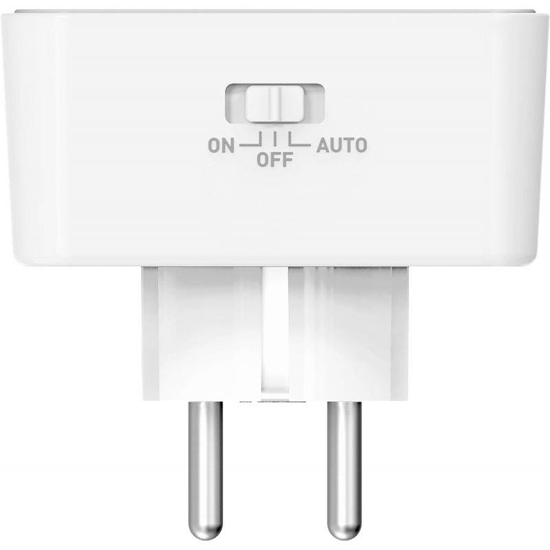 Weißer Adapterstecker mit Schalter zum Einstellen auf 'ON', 'OFF' und 'AUTO'.