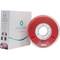 Verpackung und Spule von rotem 3D-Druckerfilament der Marke Polymaker PolyFlex TPU95.