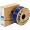 Filamentspule und Verpackung von Polymaker. Spule ist blau mit Produktinformationen auf der Verpackung für 3D-Druck.