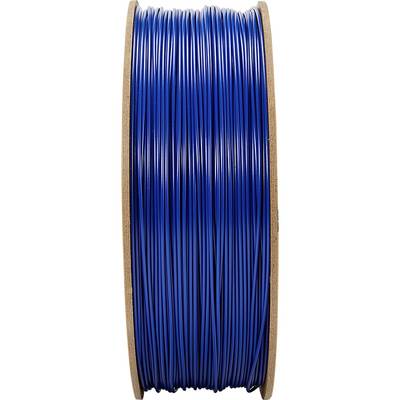 Eine Spule mit blauem Filament, das für 3D-Drucker verwendet wird. Das Filament ist gleichmäßig auf der Spule aufgewickelt.