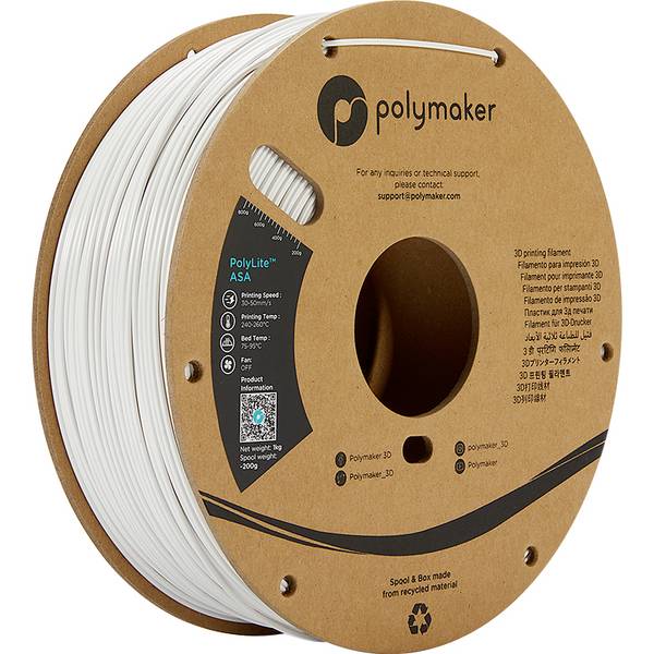 Polymaker PF01002 PolyLite Filament ASA UV-beständig, witterungsbeständig, hitzebeständig 1.75 mm 1000 g Weiß  1 St.