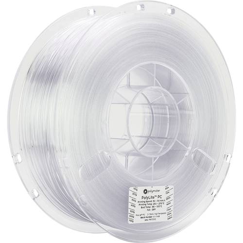 Polymaker PC01001 PolyLite Filament PC (Polycarbonat) hohe Steifigkeit, hitzebeständig 1.75 mm 1000 g Transparent 1 St.