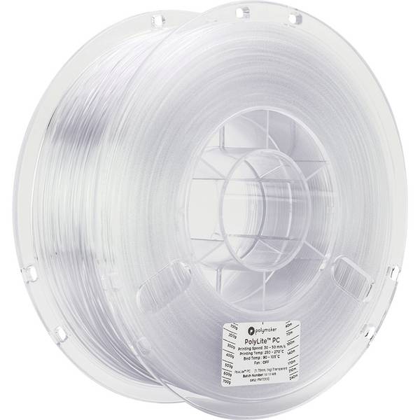 Polymaker PC01001 PolyLite Filament PC (Polycarbonat) hohe Steifigkeit, hitzebeständig 1.75 mm 1000 g Transparent  1 St.