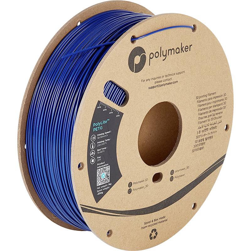 POLYMAKER PB01007 PolyLite Filament PETG hitzebeständig, hohe Zugfestigkeit 1.75 mm 1000 g Blau