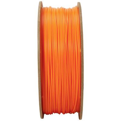 Orange Kunststofffilament auf einer Holzspule, geeignet für 3D-Drucker.