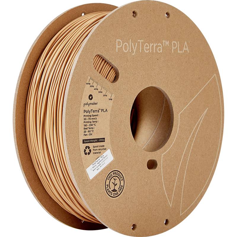 POLYMAKER 70976 PolyTerra Filament PLA geringerer Kunststoffgehalt 1.75 mm 1000 g Holz-Braun (s