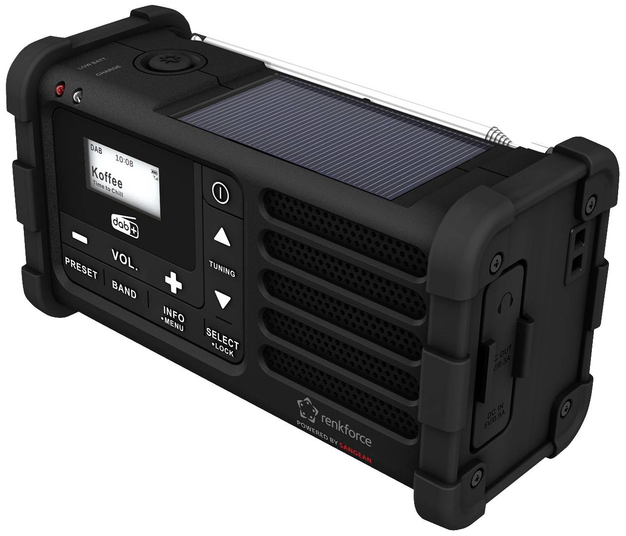 CONRAD Renkforce RF-DAB-MMR88 Outdoorradio DAB+, UKW Notfallradio, USB Handkurbel, Solarpanel