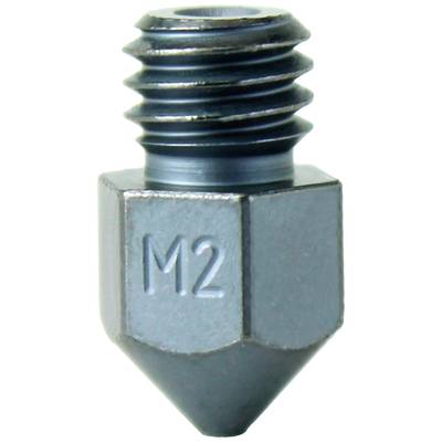Metallische Düse mit sechseckiger Basis und Schraubgewinde, mit der Prägung 'M2' an der Seite. Ideal für präzise Anwendungen.