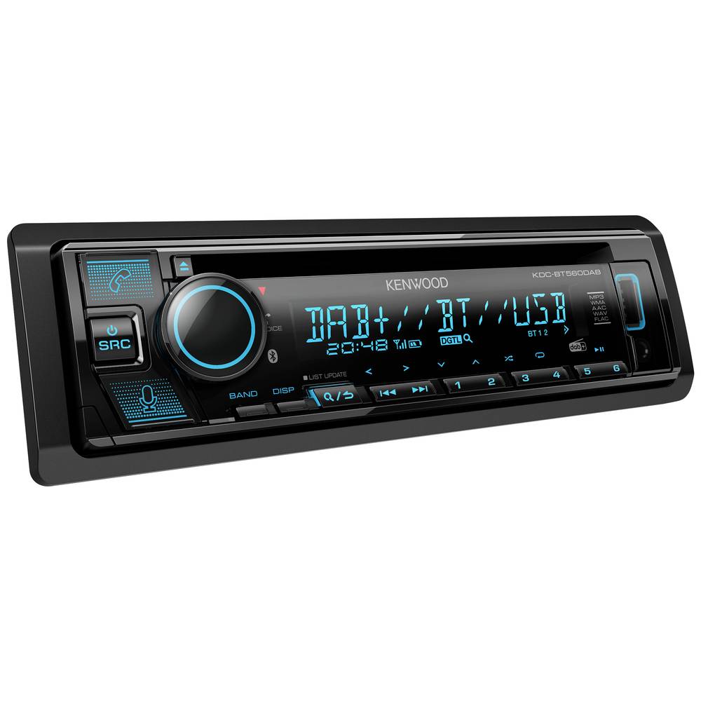 Kenwood KDC-BT560DAB Autoradio enkel DIN Aansluiting voor stuurbediening, Bluetooth handsfree, DAB+ 