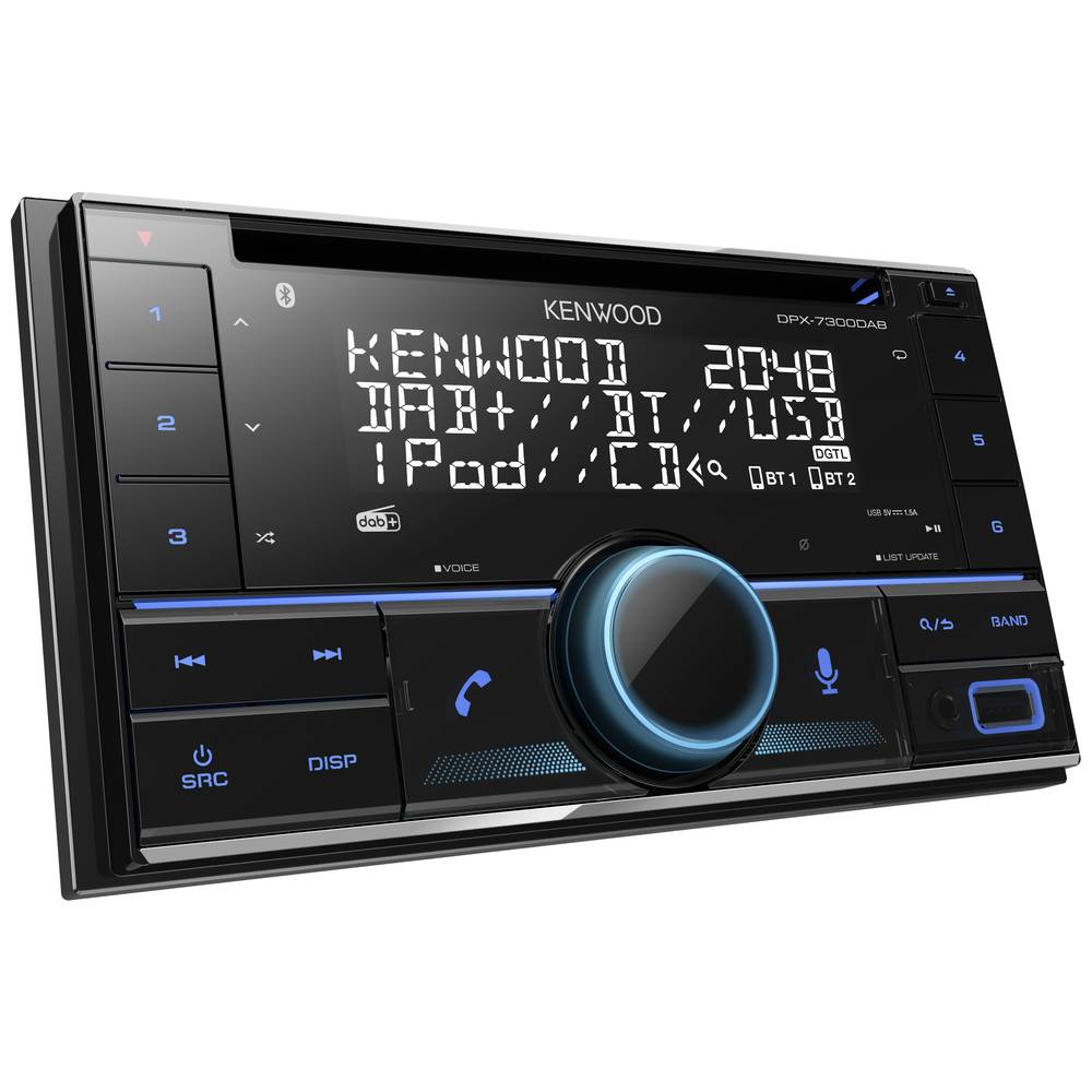 Kenwood DPX-7300DAB Autoradio dubbel DIN Aansluiting voor stuurbediening, DAB+ tuner