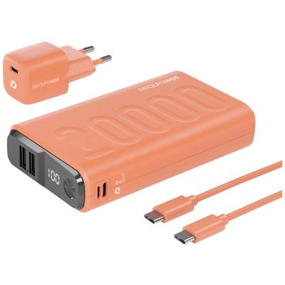 RealPower PB-20000 Power Pack Powerbank 20000 mAh  Li-Ion USB, USB-C® Orange 