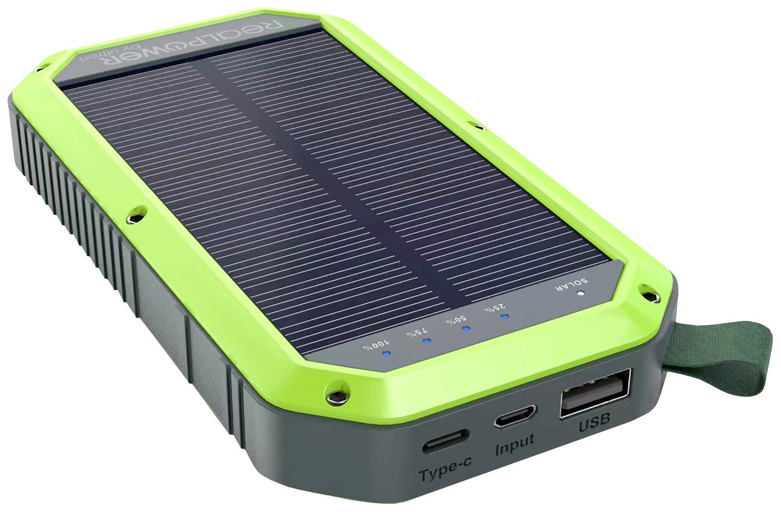 RealPower PB-10000 Solar - 10000 mAh - Lithium Polymer (LiPo) - Kabelloses Aufla-1