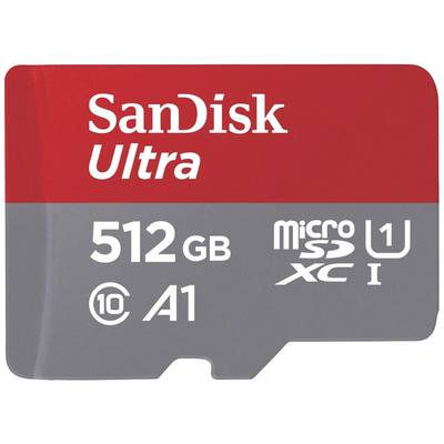 SanDisk Ultra microSD-Karte mit 512GB Kapazität, Geschwindigkeitsklasse 10, geeignet für Full HD-Videos und Apps, A1-zertifiziert.