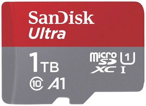 SanDisk microSDXC Ultra 1TB (A1/UHS-I/Cl.10/150MB/s) + Adapter "Mobile" microSDXC-Karte  1 TB A1 Application Performance Class, UHS-Class 1