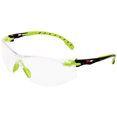 Klarer Schutzbrille mit grünen Akzenten und verstellbarem Nasensteg, geeignet für Augen- und Gesichtsschutz in Arbeitsumgebungen.